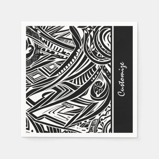 Black And White Tribal Abstract Napkins (Front)