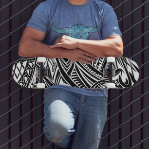 Black And White Tribal Abstract Skateboard
