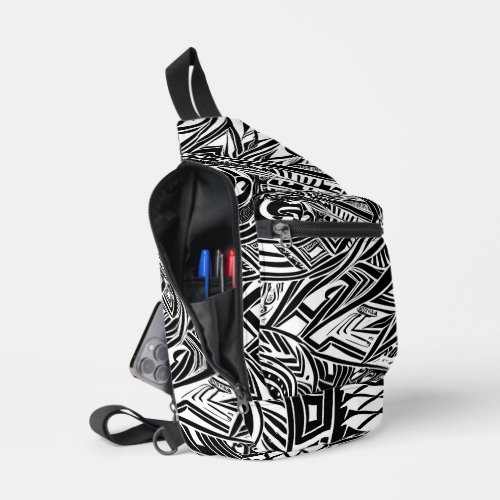Black And White Tribal Abstract  Sling Bag