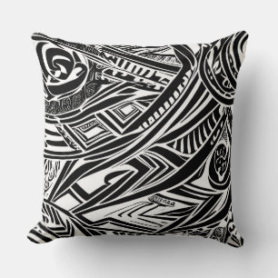 Black And White Tribal Abstract Throw Pillow