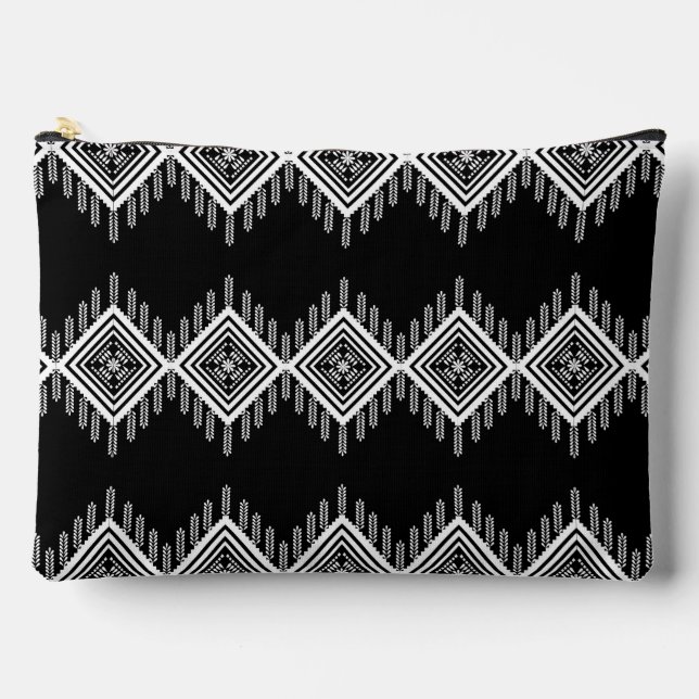 Black and White Tribal Art Accessory Pouch (Front)