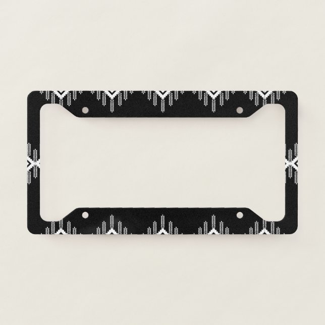 Black and White Tribal Art License Plate Frame (Front)