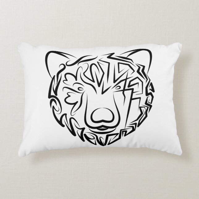 Black and White Tribal Bear Accent Pillow (Front)