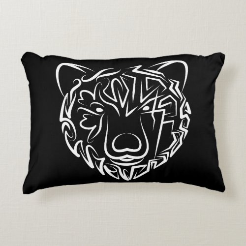 Black and White Tribal Bear Accent Pillow