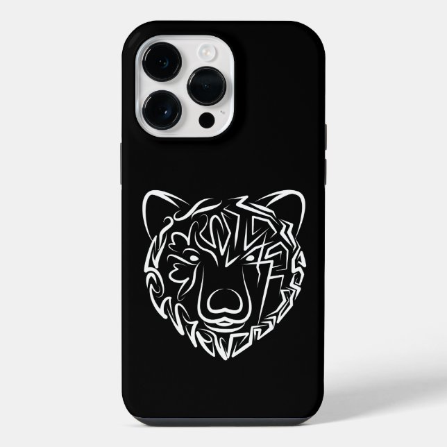 Black and White Tribal Bear iPhone Case (Back)