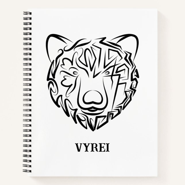 Black and White Tribal Bear Notebook (Front)