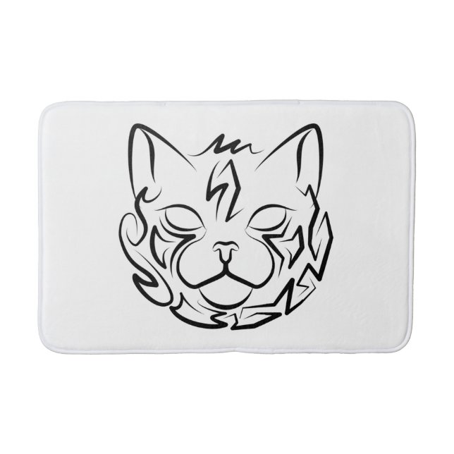 Black and White Tribal Cat Bath Mat (Front)