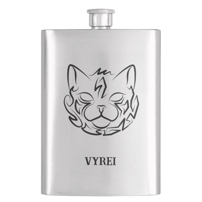 Black and White Tribal Cat Flask (Front)