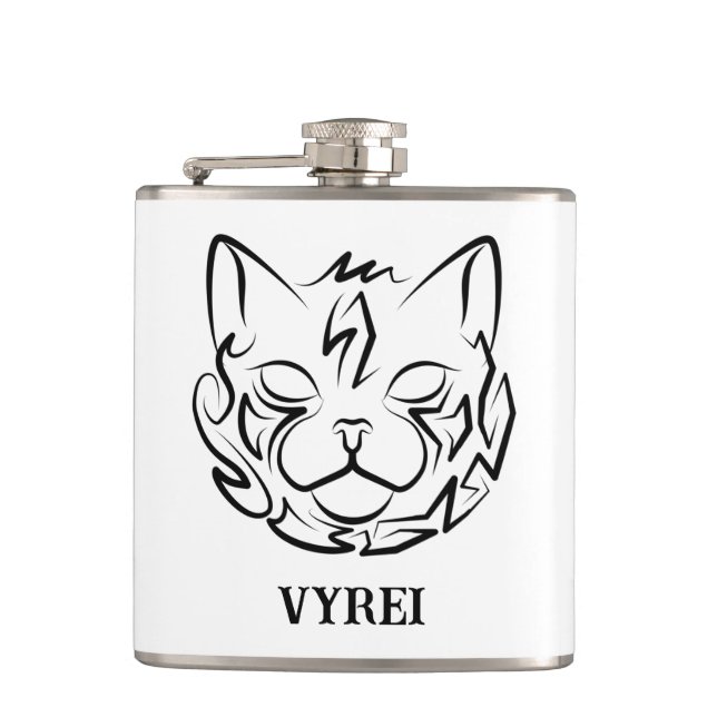Black and White Tribal Cat Flask (Front)