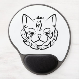 Black and White Tribal Cat Gel Mouse Pad