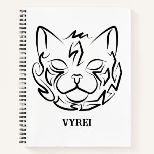 Black and White Tribal Cat Notebook