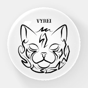 Black and White Tribal Cat Paperweight