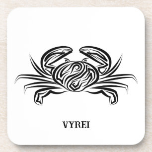Black and White Tribal Crab Beverage Coaster