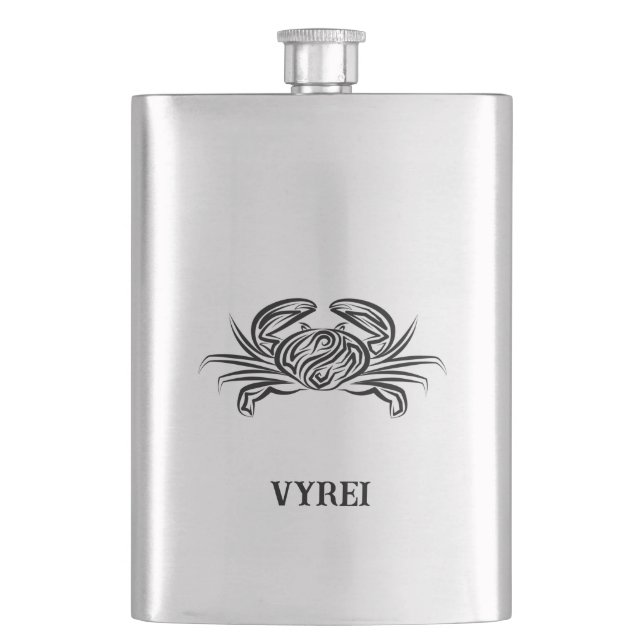 Black and White Tribal Crab Flask (Front)