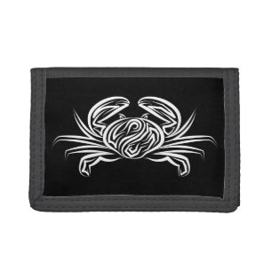 Black and White Tribal Crab Trifold Wallet
