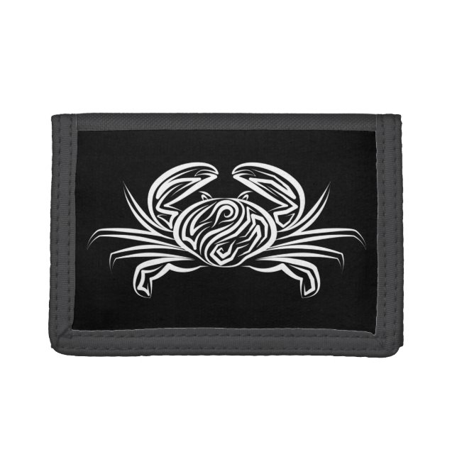 Black and White Tribal Crab Trifold Wallet (Front)