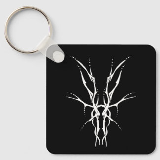 Black and White Tribal Deer Skull Hunting Design Keychain