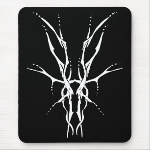 Black and White Tribal Deer Skull Hunting Design Mouse Pad