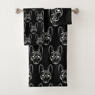 Black and White Tribal Dog Bath Towel Set