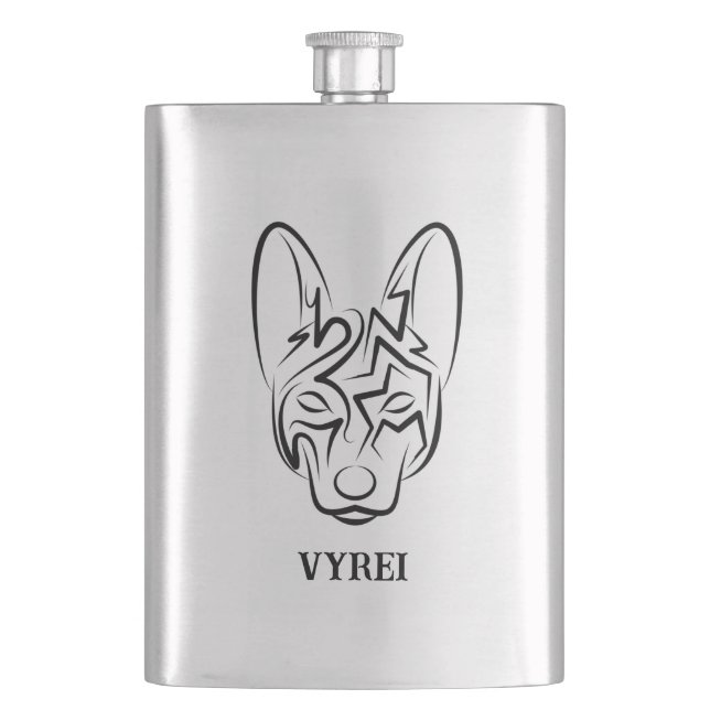 Black and White Tribal Dog Flask (Front)