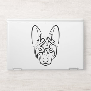 Black and White Tribal Dog HP Laptop Skin