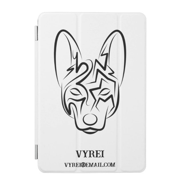 Black and White Tribal Dog iPad Mini Cover (Front)