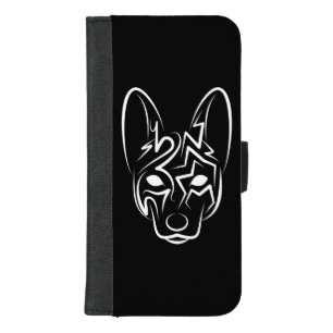 Black and White Tribal Dog iPhone 8/7 Plus Wallet Case