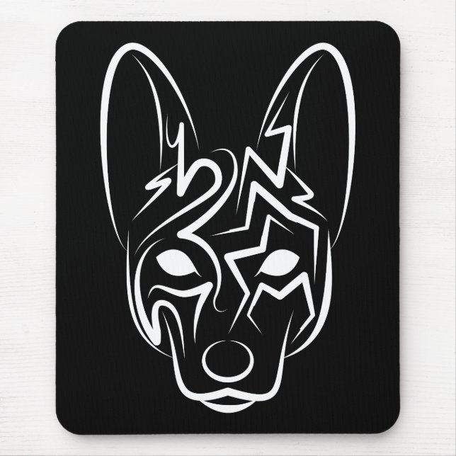 Black and White Tribal Dog Mouse Pad (Front)