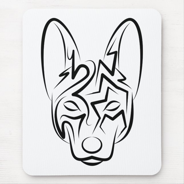 Black and White Tribal Dog Mouse Pad (Front)