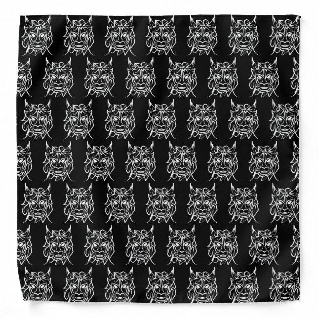 Black and White Tribal Dragon Bandana (Front)