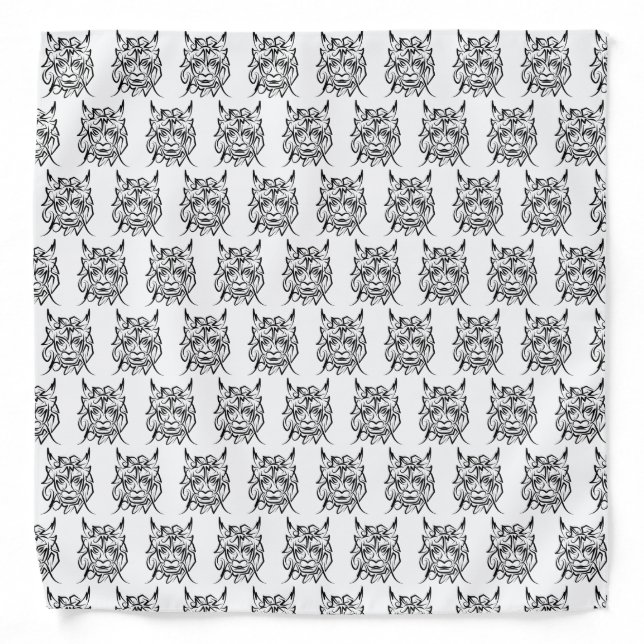 Black and White Tribal Dragon Bandana (Front)