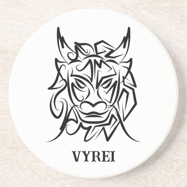 Black and White Tribal Dragon Coaster (Front)