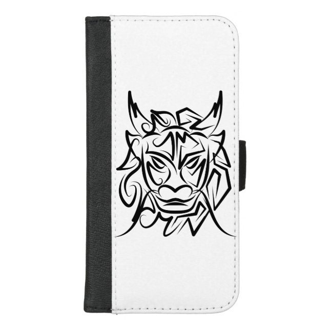 Black and White Tribal Dragon iPhone Wallet Case (Front)