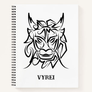 Black and White Tribal Dragon Notebook