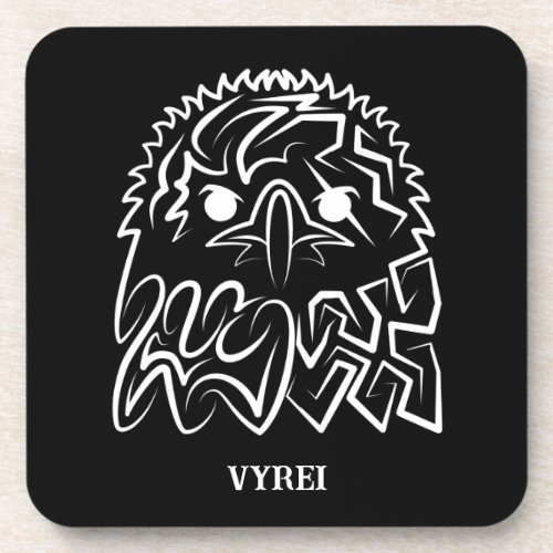 Black and White Tribal Eagle Beverage Coaster