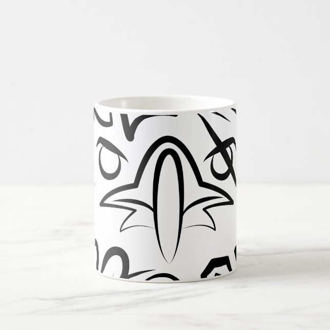 Black and White Tribal Eagle Coffee Mug (Center)