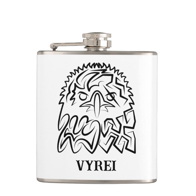 Black and White Tribal Eagle Flask (Front)