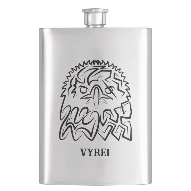 Black and White Tribal Eagle Flask (Front)