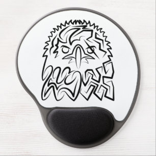 Black and White Tribal Eagle Gel Mouse Pad