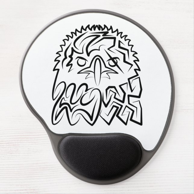 Black and White Tribal Eagle Gel Mouse Pad (Front)