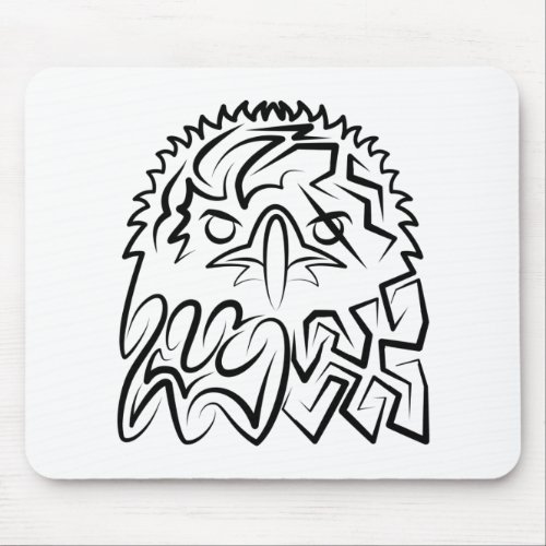 Black and White Tribal Eagle Mouse Pad
