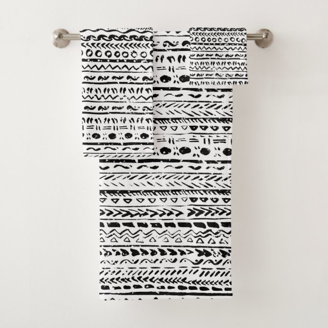 Black and White Tribal Ethnic Mud Cloth Pattern (Insitu)