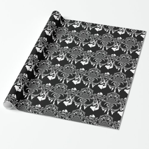Black and White Tribal Flower Design Wrapping Paper