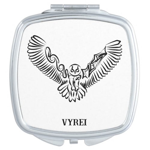 Black and White Tribal Flying Owl Compact Mirror