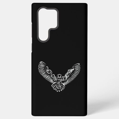 Black and White Tribal Flying Owl Samsung Galaxy S22 Ultra Case