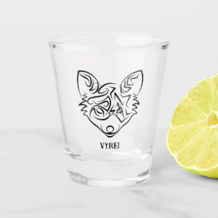 Black and White Tribal Fox Shot Glass
