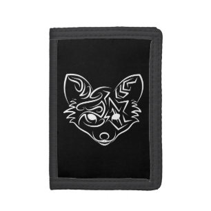 Black and White Tribal Fox Tri-fold Wallet