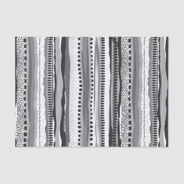 Black and white tribal geometric shapes pattern tissue paper (Front)