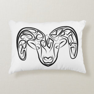 Black and White Tribal Goat / Sheep Accent Pillow