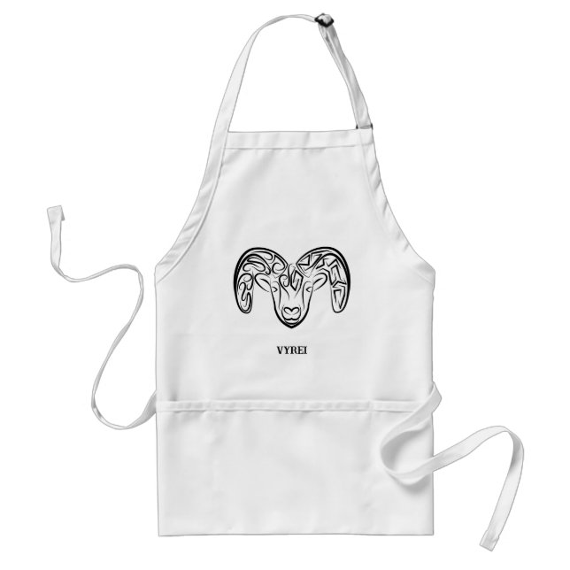 Black and White Tribal Goat / Sheep Adult Apron (Front)